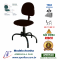 Cadeira Ps Aranha para Costureira em Estofado Completa NR.17 - APERFLEX 4.4  PLUS - Cor Preta