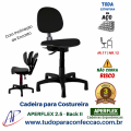 Cadeira para Costureira Profissional Ergonômica em Estofado Padrão NR.17 APERFLEX 2.5/B2 - Plus Cor Preta